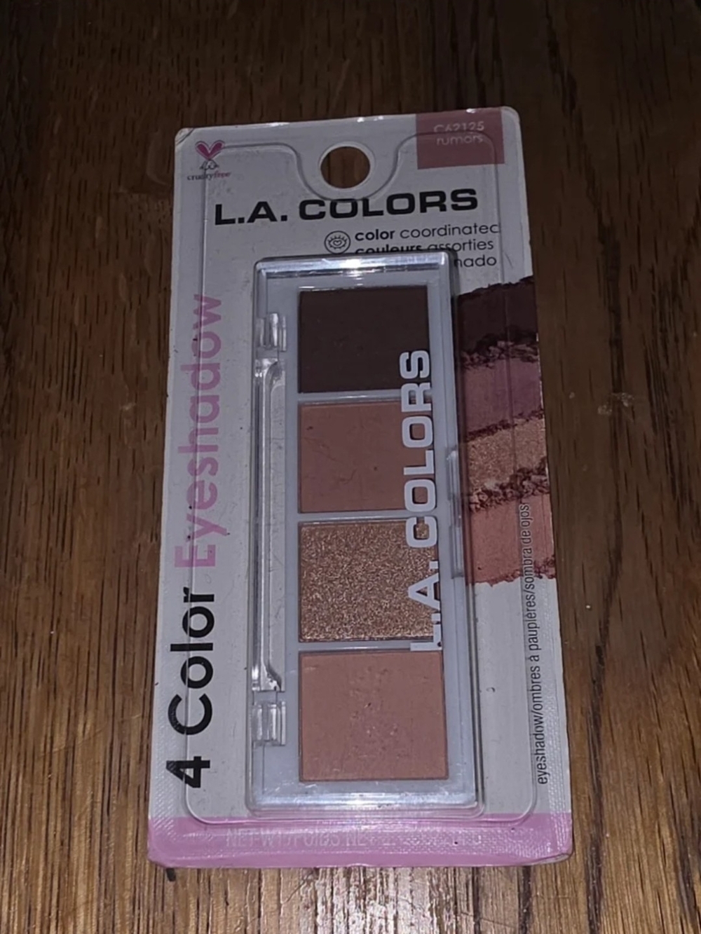 L.A. Colors 4 Color Eyeshadow Palette in Rumors C62125 BNIB